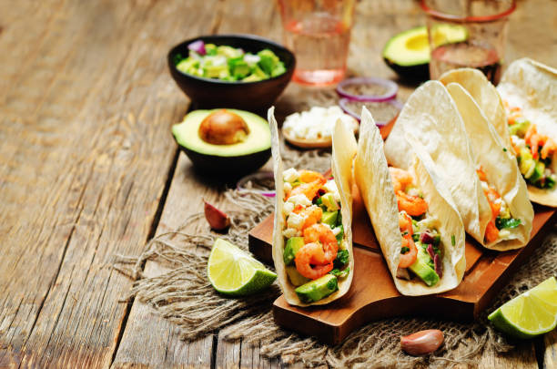 istock Shrimp tacos with avocado salsa 937533842