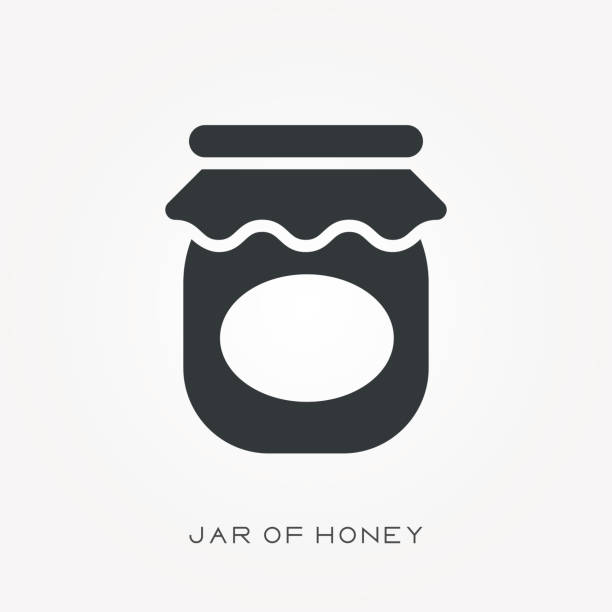 Silhouette icon jar of honey Silhouette icon jar of honey jam stock illustrations