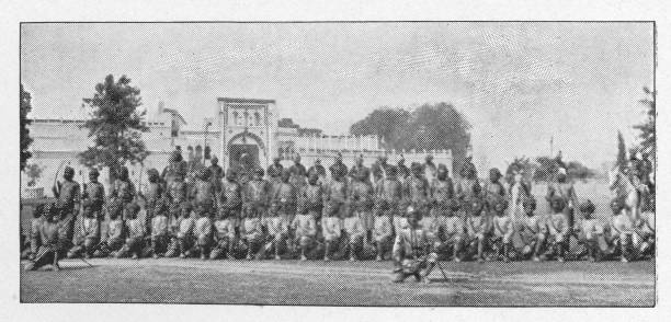Indian Military Troops in Cawnpore, India - British Era