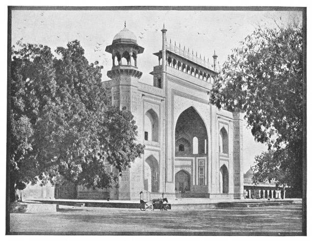 istock The Great Gate at the Taj Mahal in Agra, India - British Era 937553288
