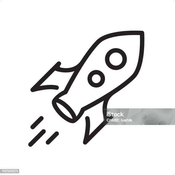 Space Rocket Outline Icon Pixel Perfect Stock Illustration - Download Image Now - Icon Symbol, Taking Off - Activity, Business