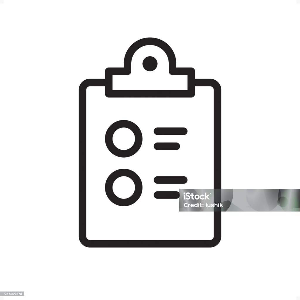 Checklist on clipboard - Outline Icon - Pixel Perfect To-do list on clipboard — Professional outline black and white vector icon.
Pixel Perfect Principle - icon designed in 64x64 pixel grid, outline stroke 2 px.

Complete Outline BW board — https://www.istockphoto.com/collaboration/boards/74OULCFeYkmRh_V_l8wKCg Icon Symbol stock vector