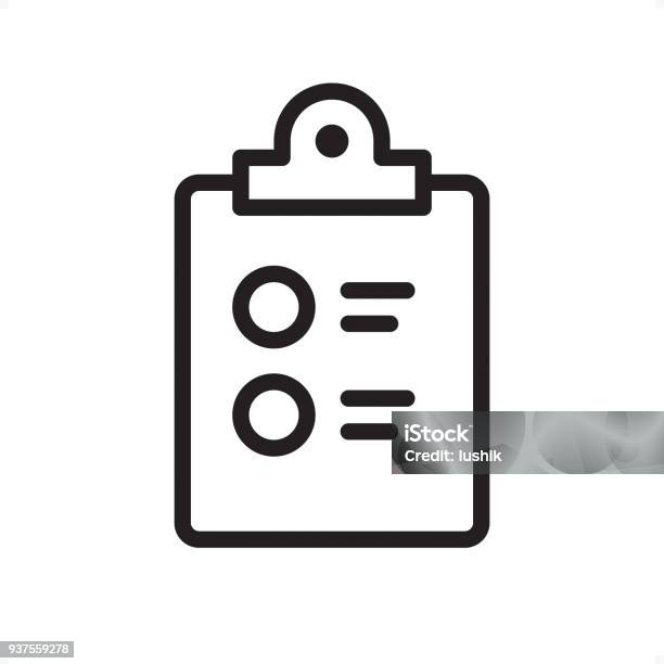 Checklist On Clipboard Outline Icon Pixel Perfect Stock Illustration - Download Image Now