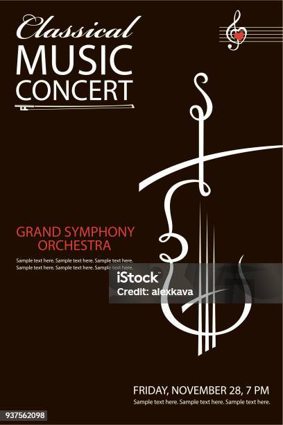 Classical Concert Poster Stock Illustration - Download Image Now - Violin, Classical Music, Poster