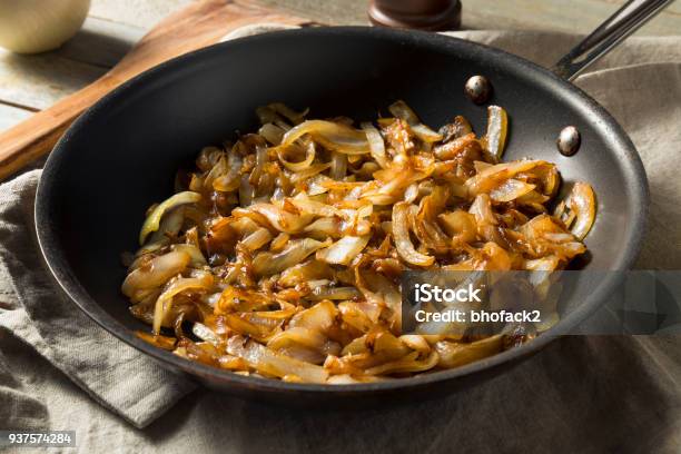 Healthy Homemade Caramelized Onions Stock Photo - Download Image Now - Onion, Caramelized, Fried