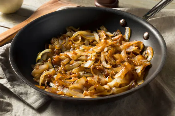 Healthy Homemade Caramelized Onions in a Pan