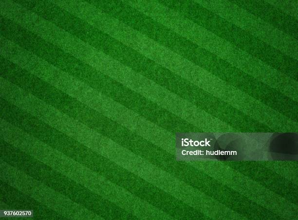 Green Grass Textured Background With Stripes Stock Photo - Download Image Now - Soccer, Soccer Ball, Backgrounds
