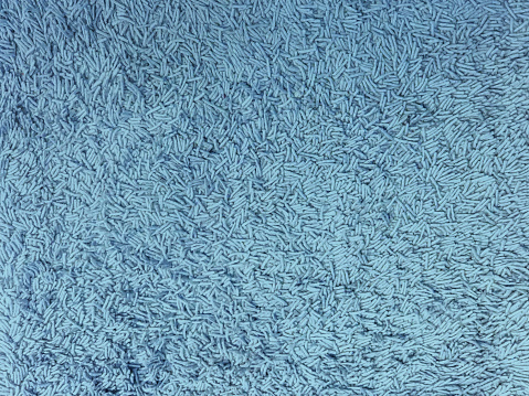 Blue chenille rug textured