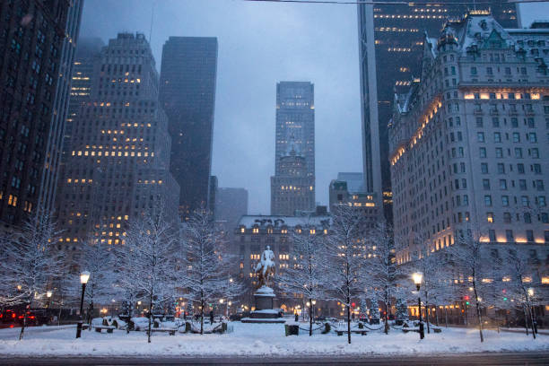 istock Lonely watcher during a snow storm in New York 937615670