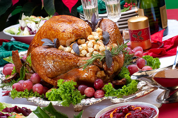 istock Christmas turkey on holiday table 93761688