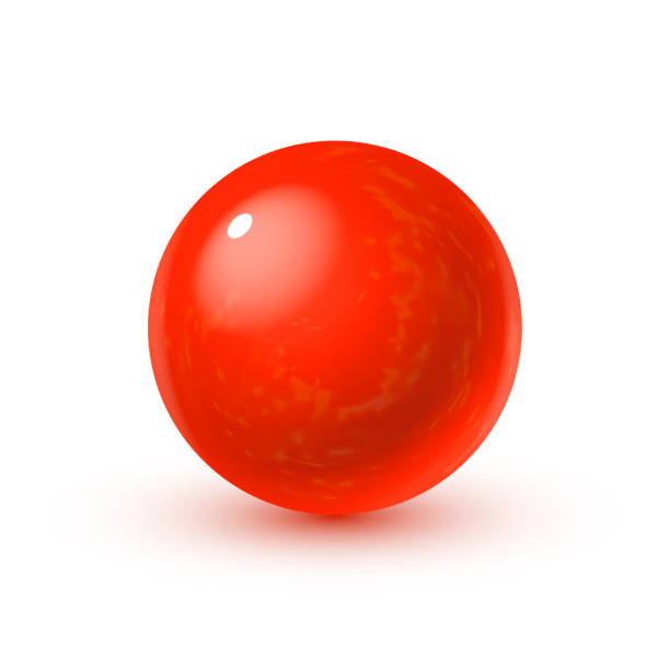 istock Realistic glass sphere with shadows, reflection of sky in mirror surface of red fire color pearl 937620762