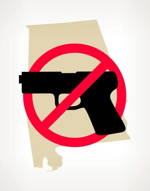 Vector illustration of Alabama No Gun Violence Vector Poster