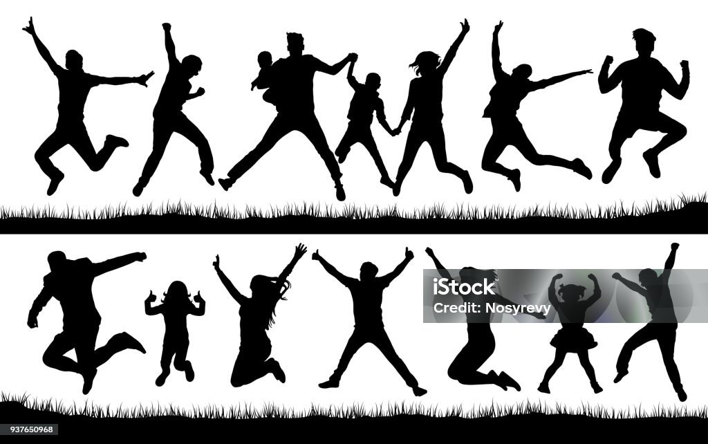 Jumping people silhouette vector Jumping stock vector