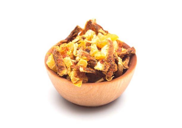 Loose Leaf Tea in a Wooden Bowls on a White Background