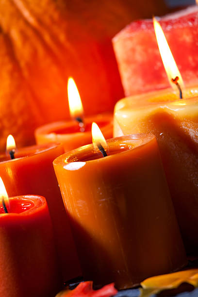 istock Set of Candles and pumpkin 93767834