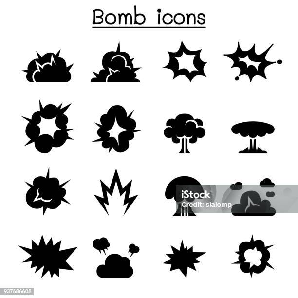 Bomb Explosion Icon Set Vector Illustration Graphic Design Stock Illustration - Download Image Now