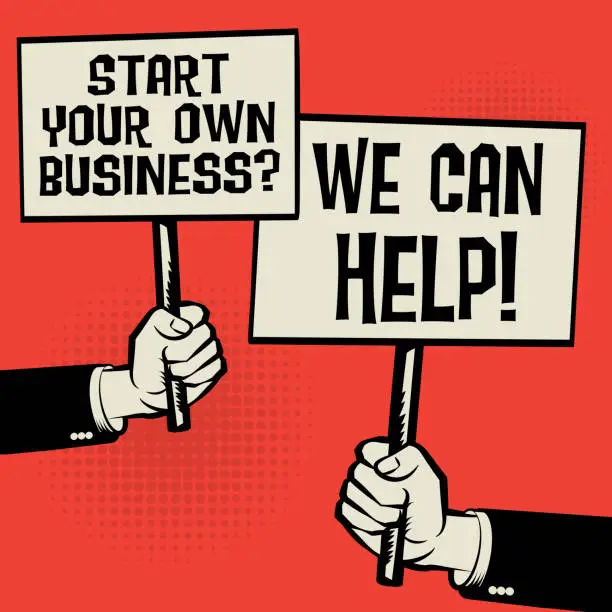 Vector illustration of Start Your Own Business? We Can Help!,