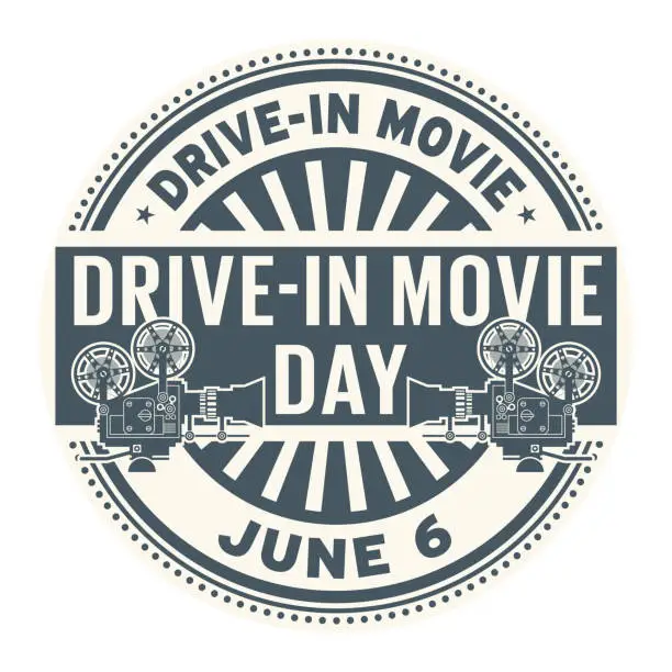 Vector illustration of Drive-In Movie Day stamp