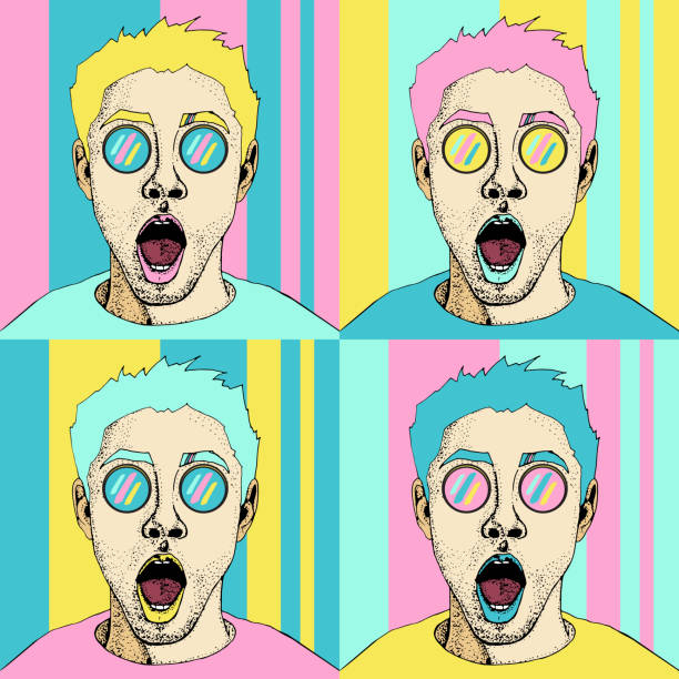 istock Wow pop art male face seamless pattern. Sexy surprised man with open mouth. Colorful vector background in pop art retro comic style. 937694994