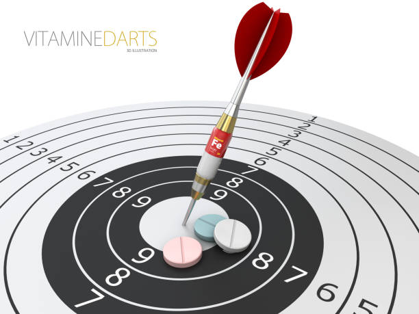 istock Close up dart arrow with red pill Fe, treatment concept, Isolated on white background 3d Illustration 937697634