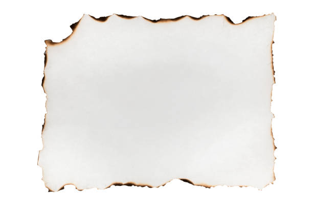 Burnt edges paper isolated on white background. Burnt edges paper isolated on white background. View from above fabric edge stock pictures, royalty-free photos & images