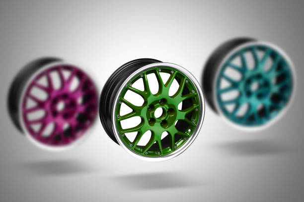 green tires on black. 3d render