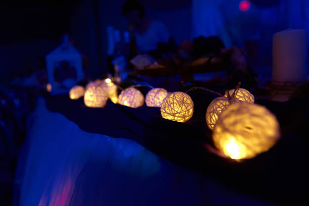 istock Decorative candles burning in dark scene 937711454
