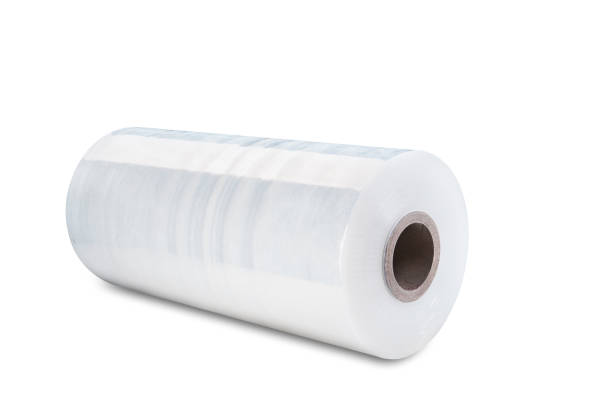 White stretch film foil White stretch film foil at white background, isolated white plastic tube stock pictures, royalty-free photos & images