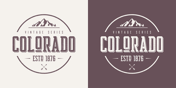 Colorado state textured vintage vector t-shirt and apparel design, typography, print, symbol, poster. Global swatches.