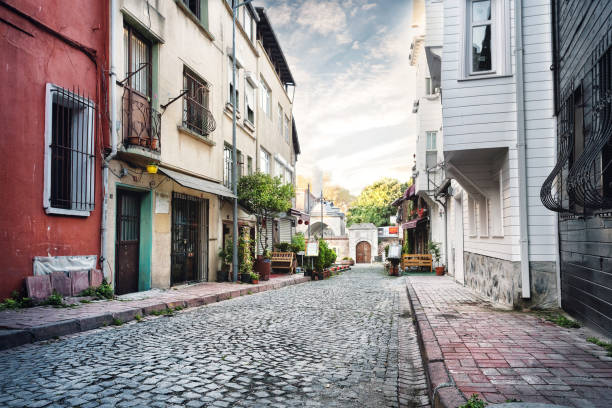 istock Narrow street lined with stone 937732098