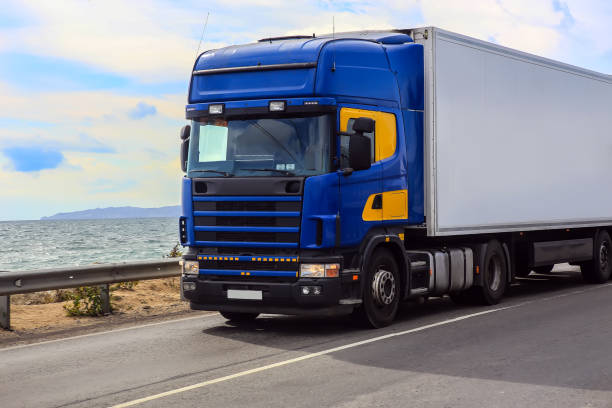 istock Truck is moving along the highway 937736056