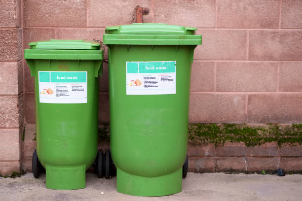 istock Food waste garbage bins green for recycling at school 937736348