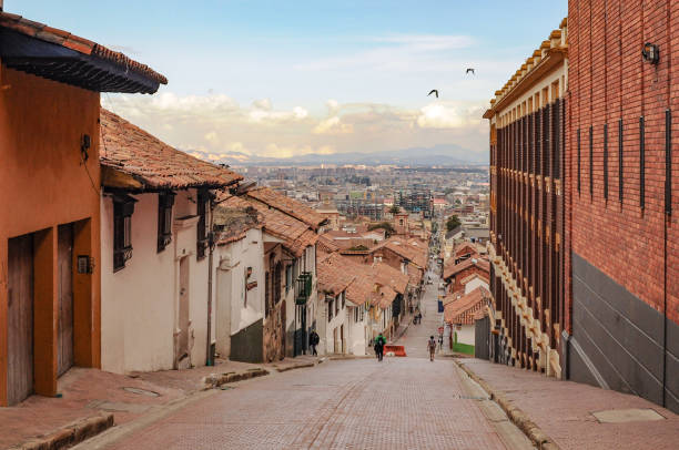 Old town La Candelaria in Bogotá in Colombia stock photo