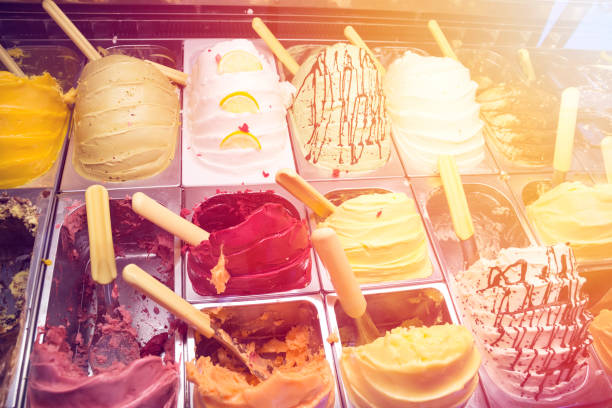 istock different types of delicious ice cream on the showcase 937757478