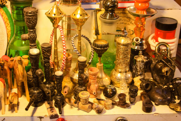 Jerusalem Israel March 23, 2018 Closeup of handcrafted decorative objects sold in a souvenirs shop at the bazaar of the old city of Jerusalem morning