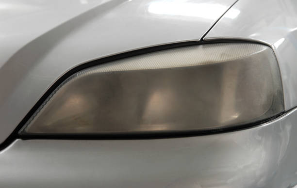matt headlamp on the car stock photo