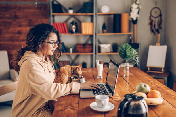 istock Casual work day at home with my cat 937776426