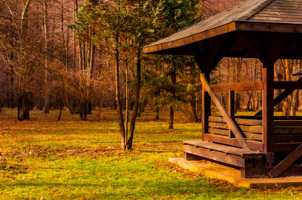 Small house in the beautiful park Vrelo Bosne during the beautiful winter day