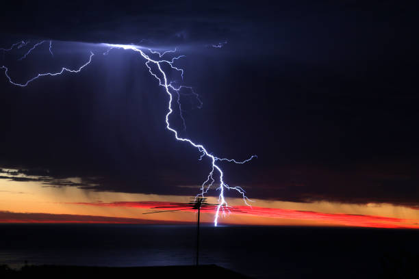 Lightning during Thunderstorm stock photo