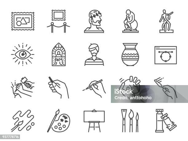 Art Icon Set Included The Icons As Artist Color Paint Sculpture Statue Image Old Master Artistic And More Stock Illustration - Download Image Now