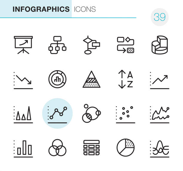 infografik - pixel perfect icons - liniendiagramm grafiken stock-grafiken, -clipart, -cartoons und -symbole