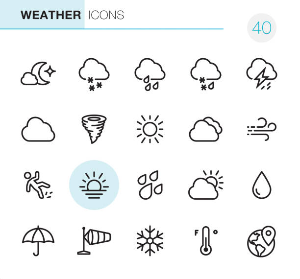 天気予報 - ピクセル完璧なアイコン - weather climate cyclone icon set点のイラスト素材／クリップアート素材／マンガ素材／アイコン素材