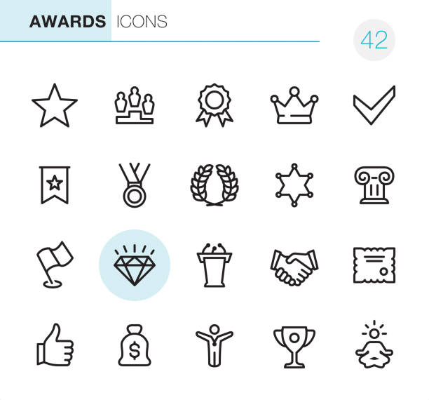 награды - пиксель совершенные иконки - thumbs up satisfaction admiration symbol stock illustrations