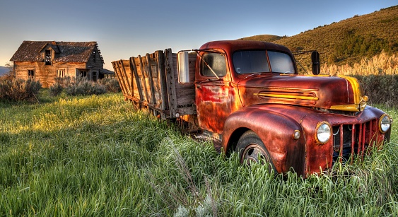 This old beautiful farm truck sits under a Southeast Idaho spring sunrise on 05/28/2017.