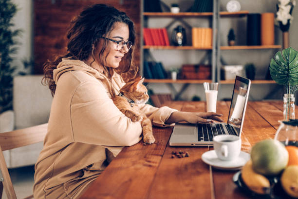 istock Casual work day at home with my cat 937795880