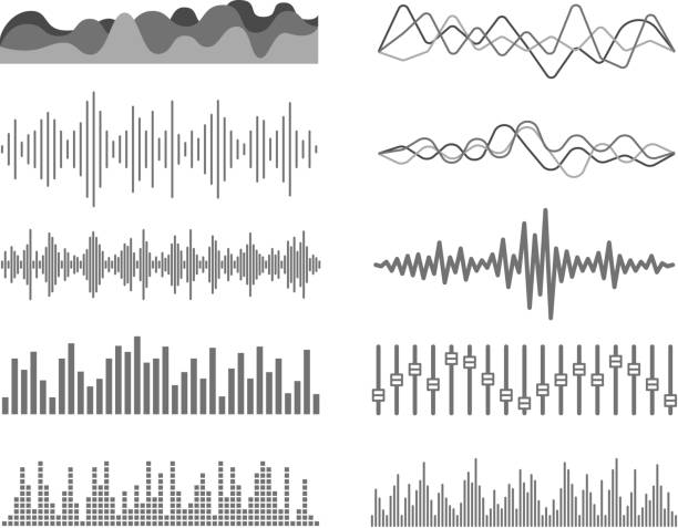 ilustrações, clipart, desenhos animados e ícones de conjunto de vetores diferentes ondas de som - clip art audio