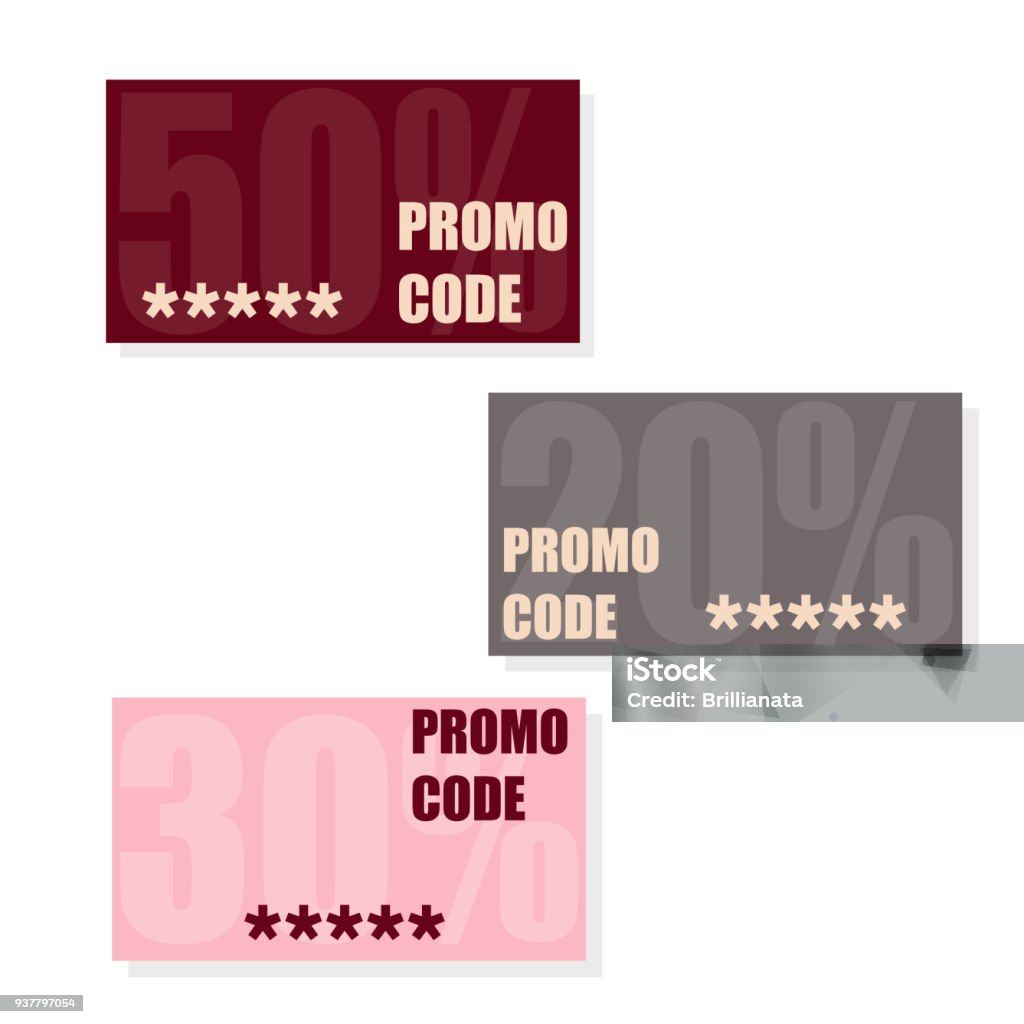 Ideogram Promo Code Promocode Gutscheincode Flache Vektor Satz Karten Design Auf Weißem ...