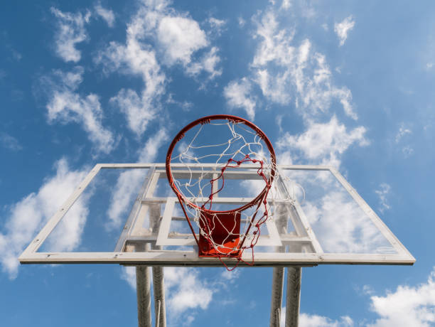 istock Basketball Hoop Against The Blue Sky 937800044