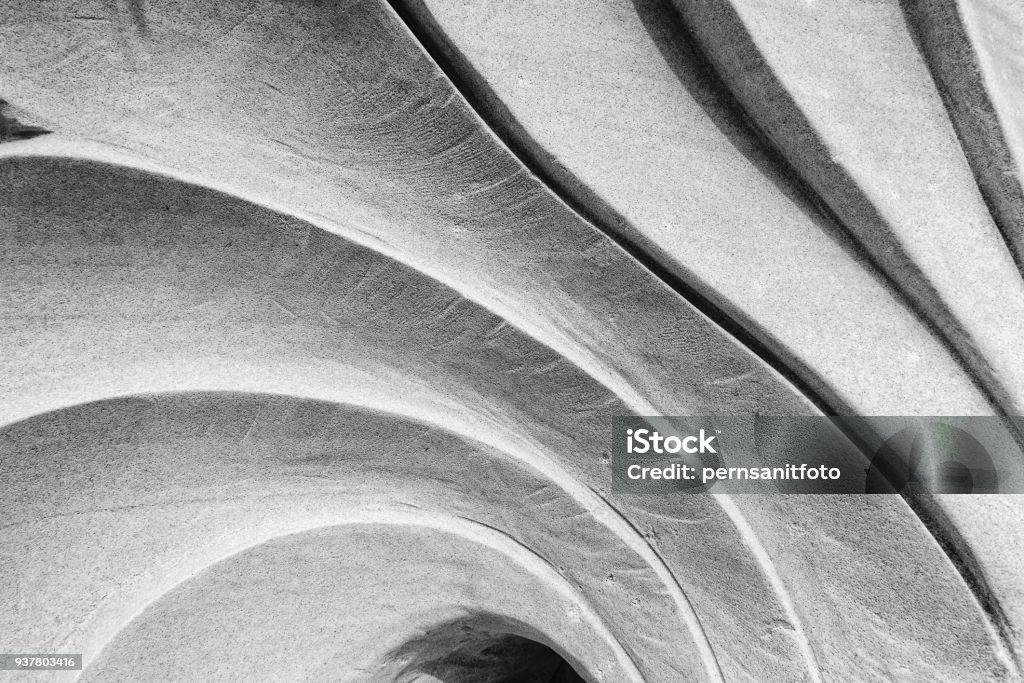 curve sculpture, striped of stone abstract striped of stone texture Architecture Stock Photo