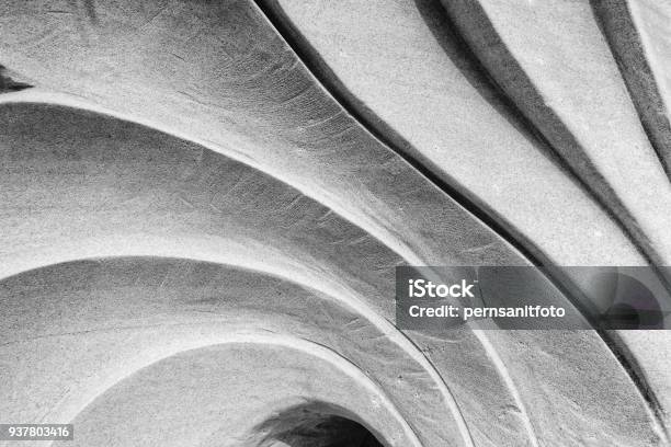 Curve Sculpture Striped Of Stone Stock Photo - Download Image Now - Architecture, Close-up, Abstract